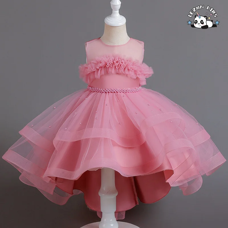 LEZONKIDS - Hot Selling  Kids Pink Dresses Little Girl Ball Gowns Flower Girls Long Dress